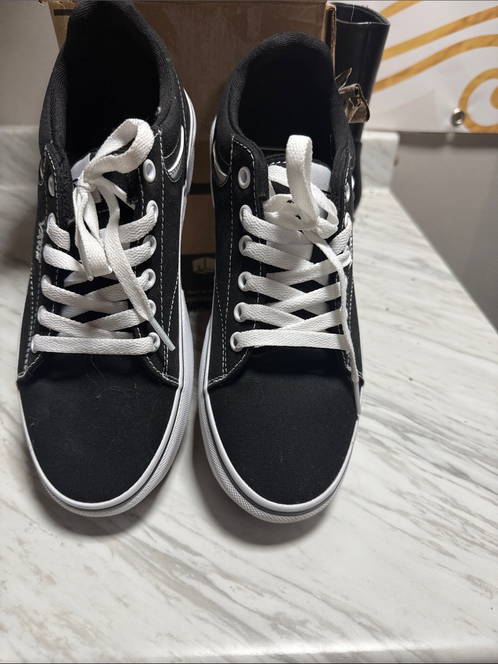 Vans Black Canvas Low-Top Sneakers with White Laces